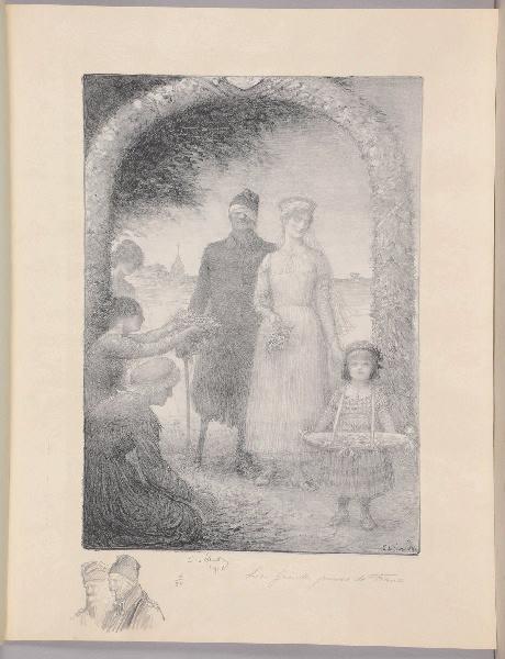 Jours de Guerre et de Paix (planche n°11/24) : La Grande Journée de France !... ; Deux soldats (Remarque dans la marge, titre attribué), Charles Leandre, 1916