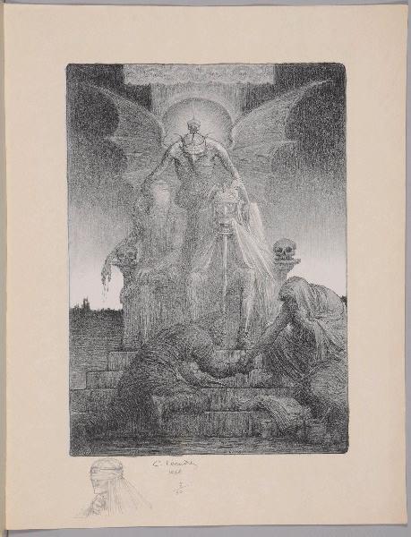 Jours de Guerre et de Paix (planche n°03/24) : Le Père, le Fils et le Mauvais Esprit ; La Justice aveugle (Remarque dans la marge, titre attribué), Charles Leandre, 1916