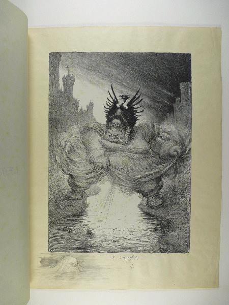 Jours de Guerre et de Paix (planche n°04/24) : Sur le Rhin. L'Effort kolossal de l'Allemagne ; Tête noyée (Remarque dans la marge, titre attribué), Charles Leandre, 1916