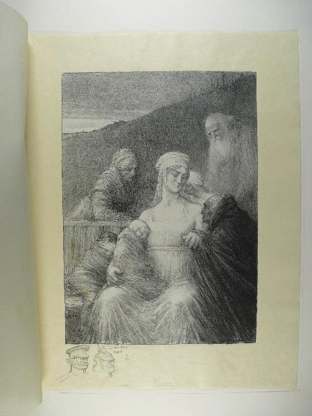 Jours de Guerre et de Paix (planche n°12/24) : Les Réfugiés ; Deux officiers allemands (Remarque dans la marge, titre attribué), Charles Leandre, 1916