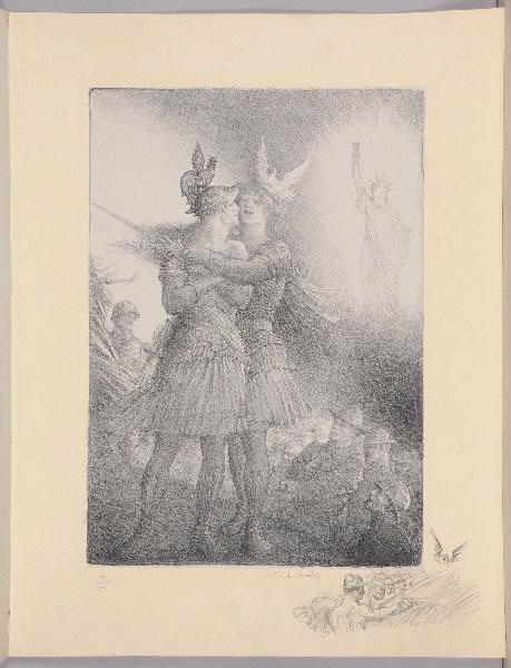 Jours de Guerre et de Paix (planche n°18/24) : L'Holocauste ; Jours de Guerre et de Paix (exemplaire 16/50, planche isolée) ; Charge de soldats américains (Remarque dans la marge, titre attribué), Charles Leandre, 1917-1918
