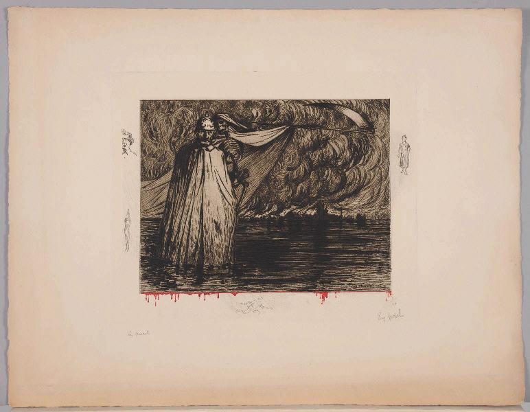 Les Amants (titre inscrit) ; Femmes et enfant (titre d'après la représentation, remarques gravées dans la marge), Eugène Cadel, 1914