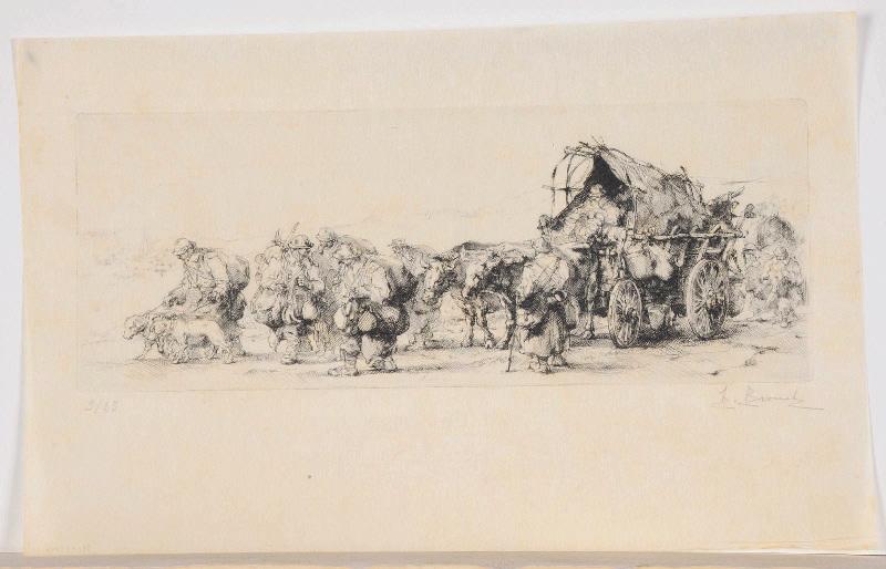 Convoi de ravitaillement (titre attribué) ; Caravane de poilus (titre supposé collection Lemétais) ; Convoi de soldats avec charrette tirée par deux boeufs (ancien titre)_0
