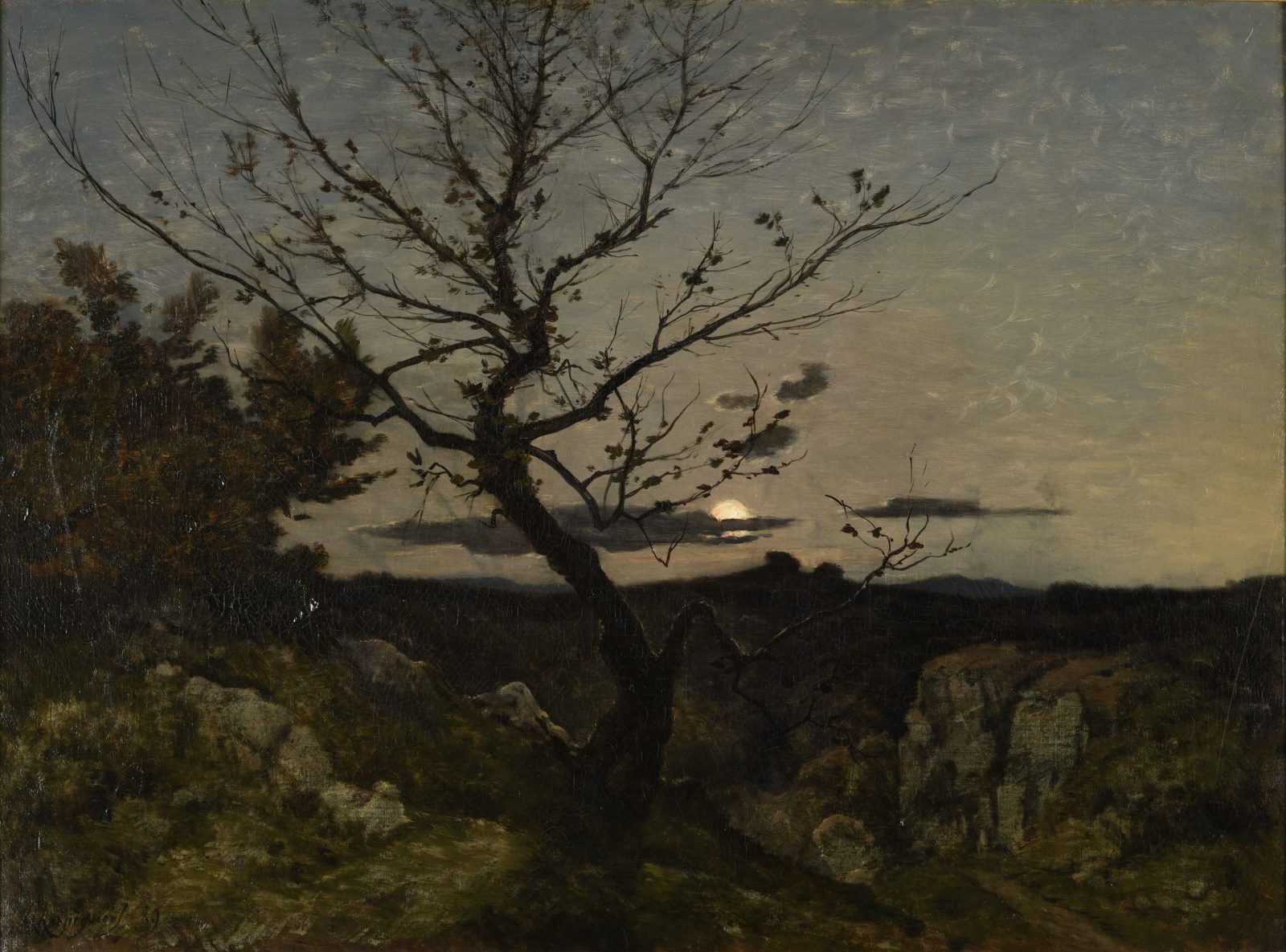 Clair de lune aux environs de Marseille (titre attribué), Henri Harpignies, 1889