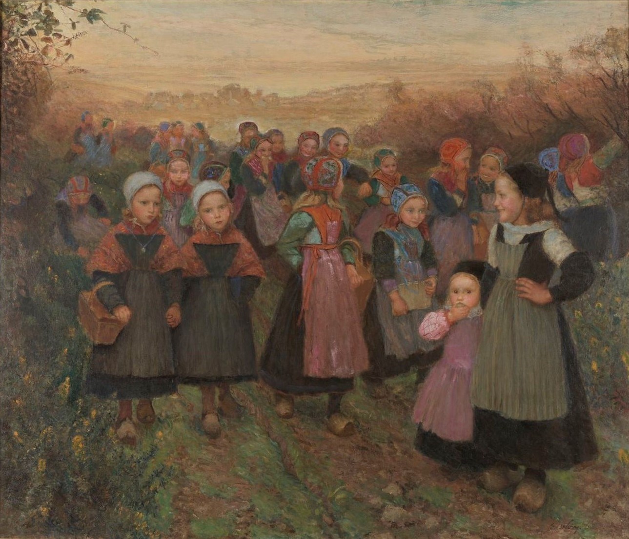 Retour d'école à Plougastel, Émile Wéry, 1898