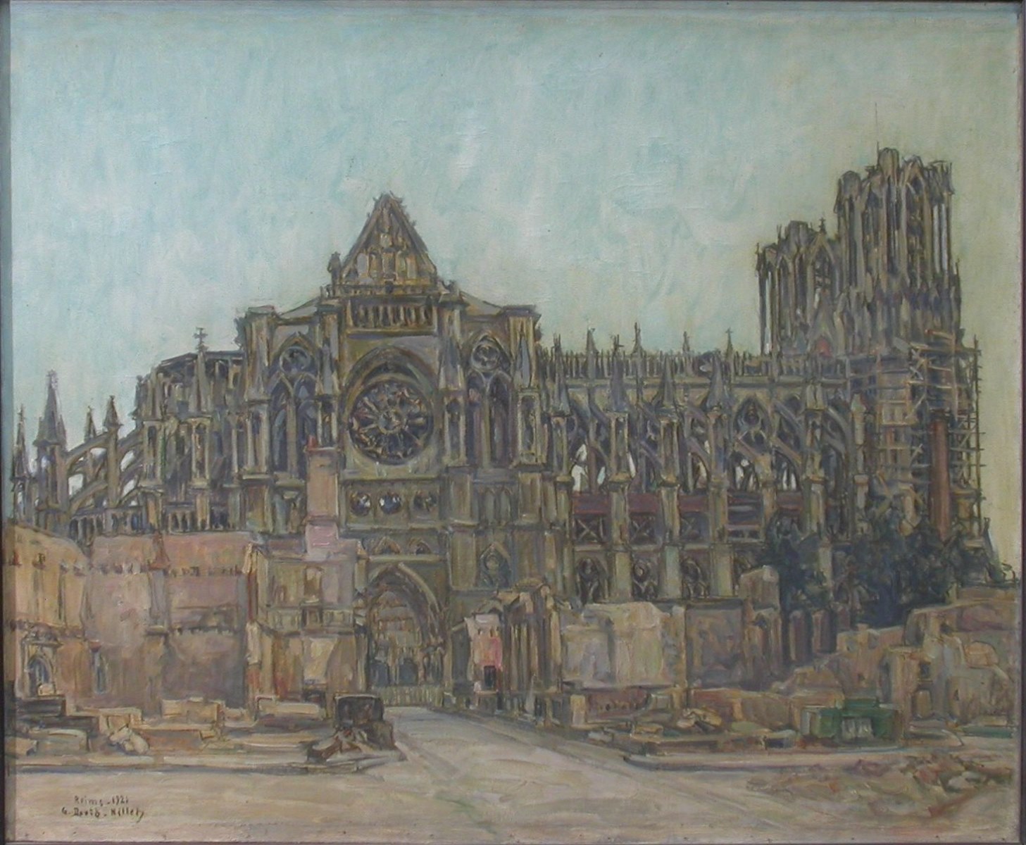 La Cathédrale de Reims, le soir, côté Nord (titre attribué) ; La Cathédrale de Reims le soir, Germain David-Nillet, 1921