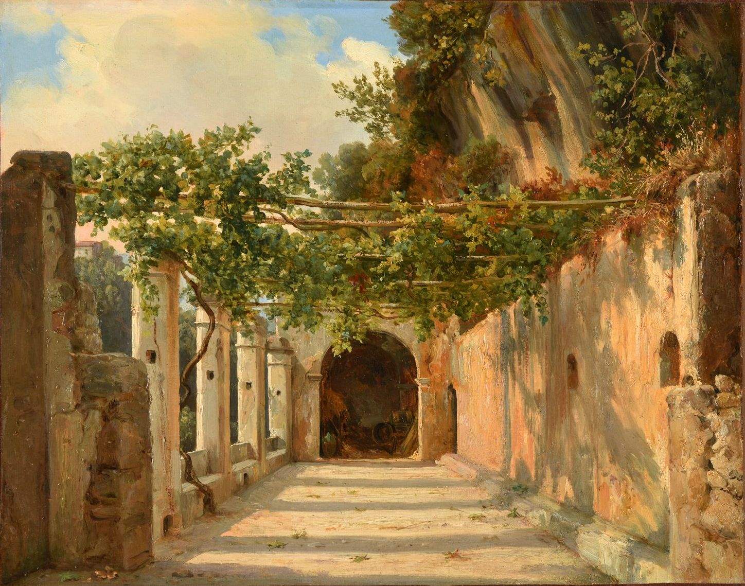 Tonnelle (titre inscrit à l'inventaire) ; Intérieur d'Amalfi (titre publié (Marionneau, 1872)) ; Pergola, ou treille sur des piliers ; couvent de Boccatella, près la Cava (titre publié (Marionneau, 1872)), Jacques-Raymond Brascassat, 1828 vers