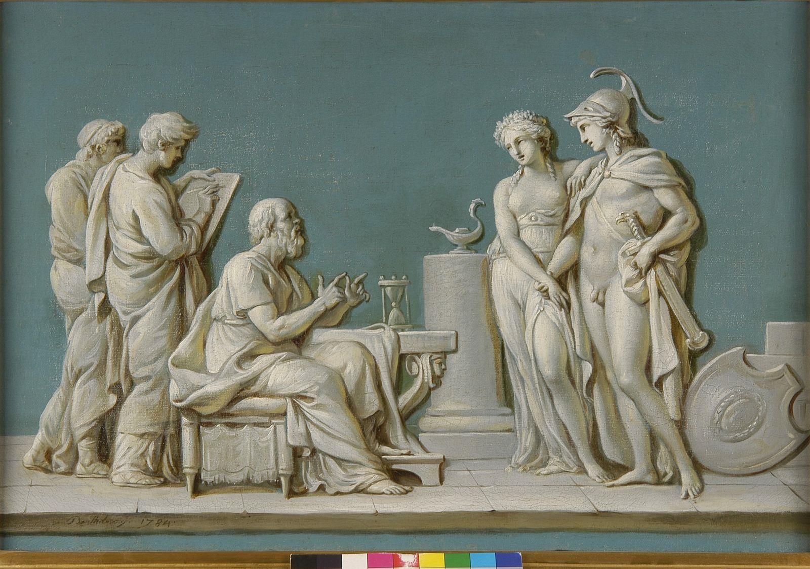 Socrate instruisant la jeunesse ; Socrate donnant des conseils à des jeunes époux_0