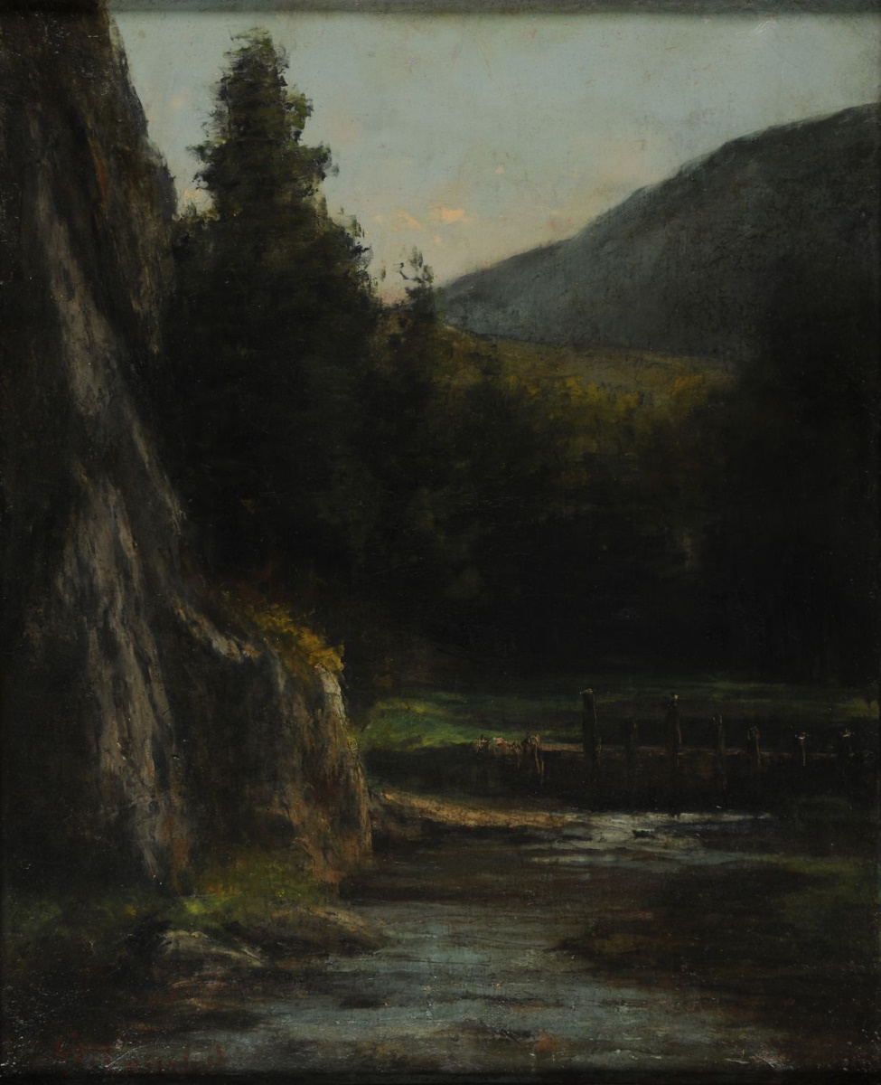 Rochers, sapins, ruisseau, Gustave Courbet, 19e siècle