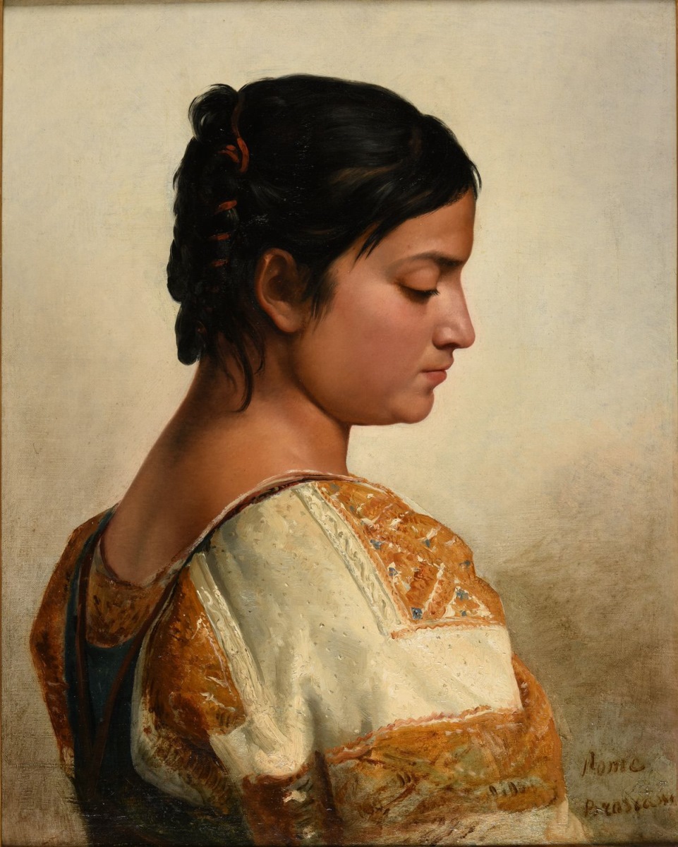 Tête de Romaine (titre inscrit à l'inventaire) ; Portrait d'une jeune paysanne d'Albano (titre attribué) ; Tête de Romaine (titre inventaire Bloche, 1878), Jacques-Raymond Brascassat, 1829 vers