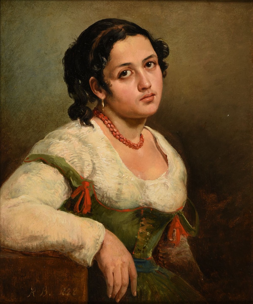 Italienne (titre inscrit à l'inventaire) ; Tête d'italienne (titre inventaire Bloche, 1878) ; Étude de femme italienne (Angela) (titre publié (Marionneau, 1872)), Jacques-Raymond Brascassat, 1828
