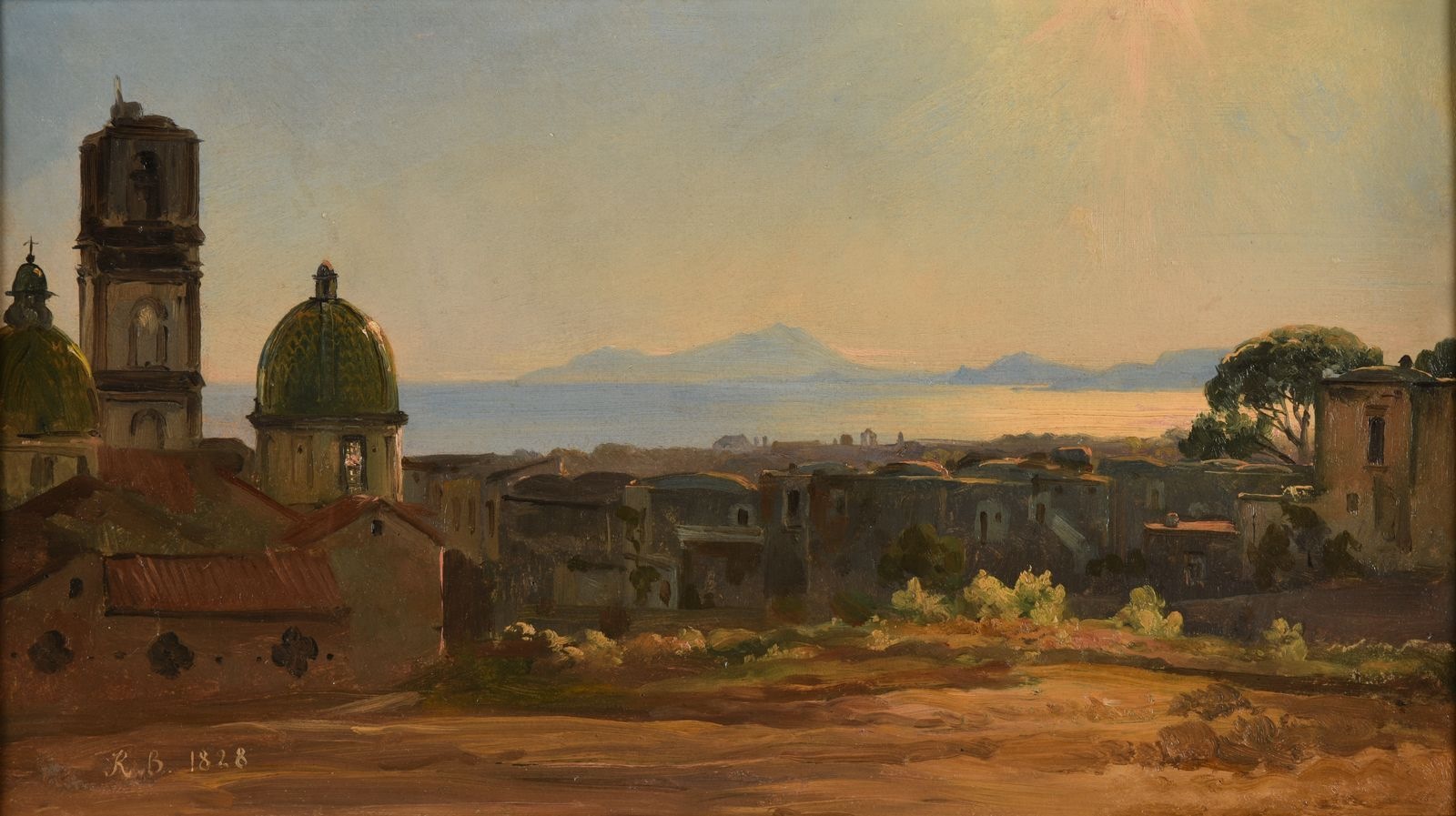 Vue de ville d'Italie (titre inscrit à l'inventaire) ; Vue de ville d'Italie avec lac et collines en perspective (titre inventaire Bloche, 1878), Jacques-Raymond Brascassat, 1828