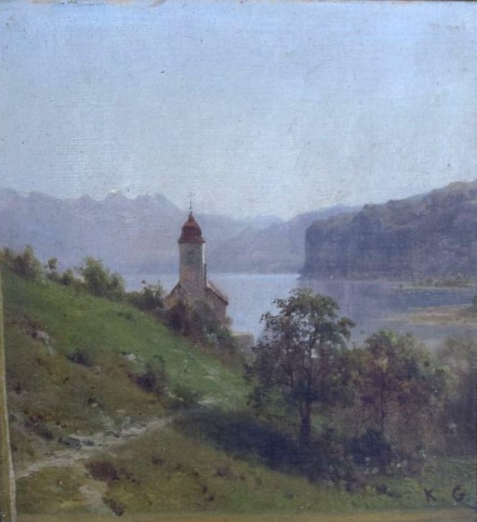 Clocher de Weesen (Suisse) (titre inscrit à l'inventaire) ; Vue de Suisse (ancien titre attribué), Karl Girardet, 19e siècle