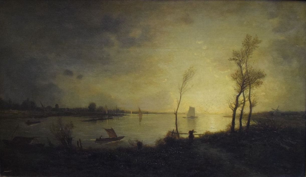 Soleil couchant en Hollande, Auguste Anastasi, 1858 avant