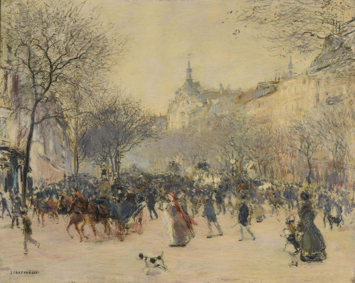 Le Carrefour Drouot à Paris, Jean-François Raffaëlli, 19e siècle, 4e quart 19e siècle