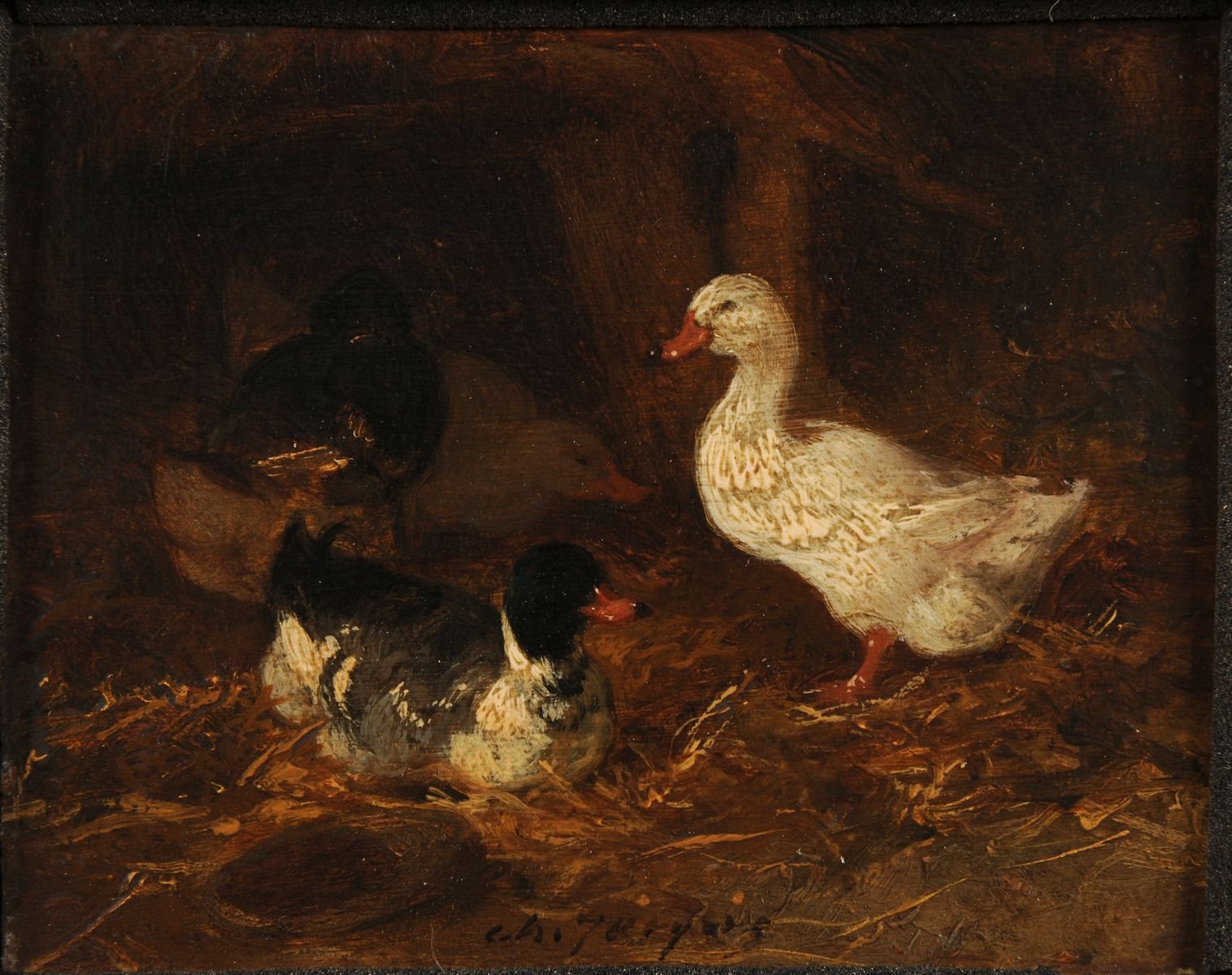 Canards dans une basse-cour, Charles Jacque, 19e siècle