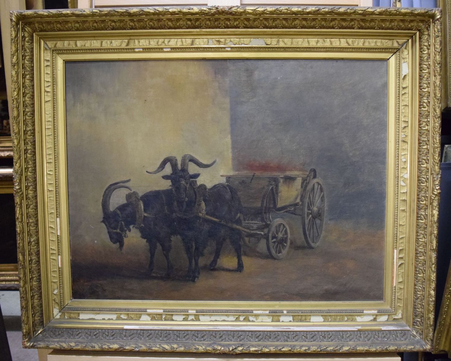 Charrette tirée par deux chèvres noires ; Charrette traînée par deux chèvres noires, Jacques-Raymond Brascassat, 19e siècle