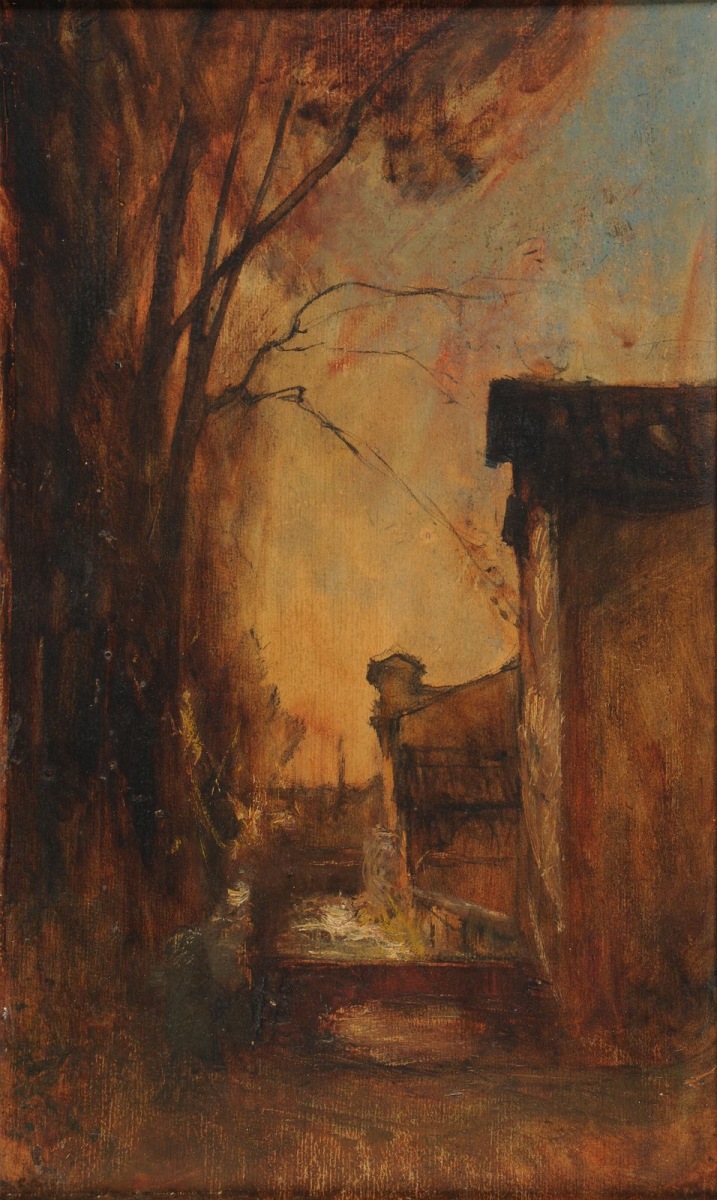 Allée des Tilleuls à Crémieu ; Maisons au bord de la rivière (ou le Moulin), François-Auguste Ravier, 19e siècle