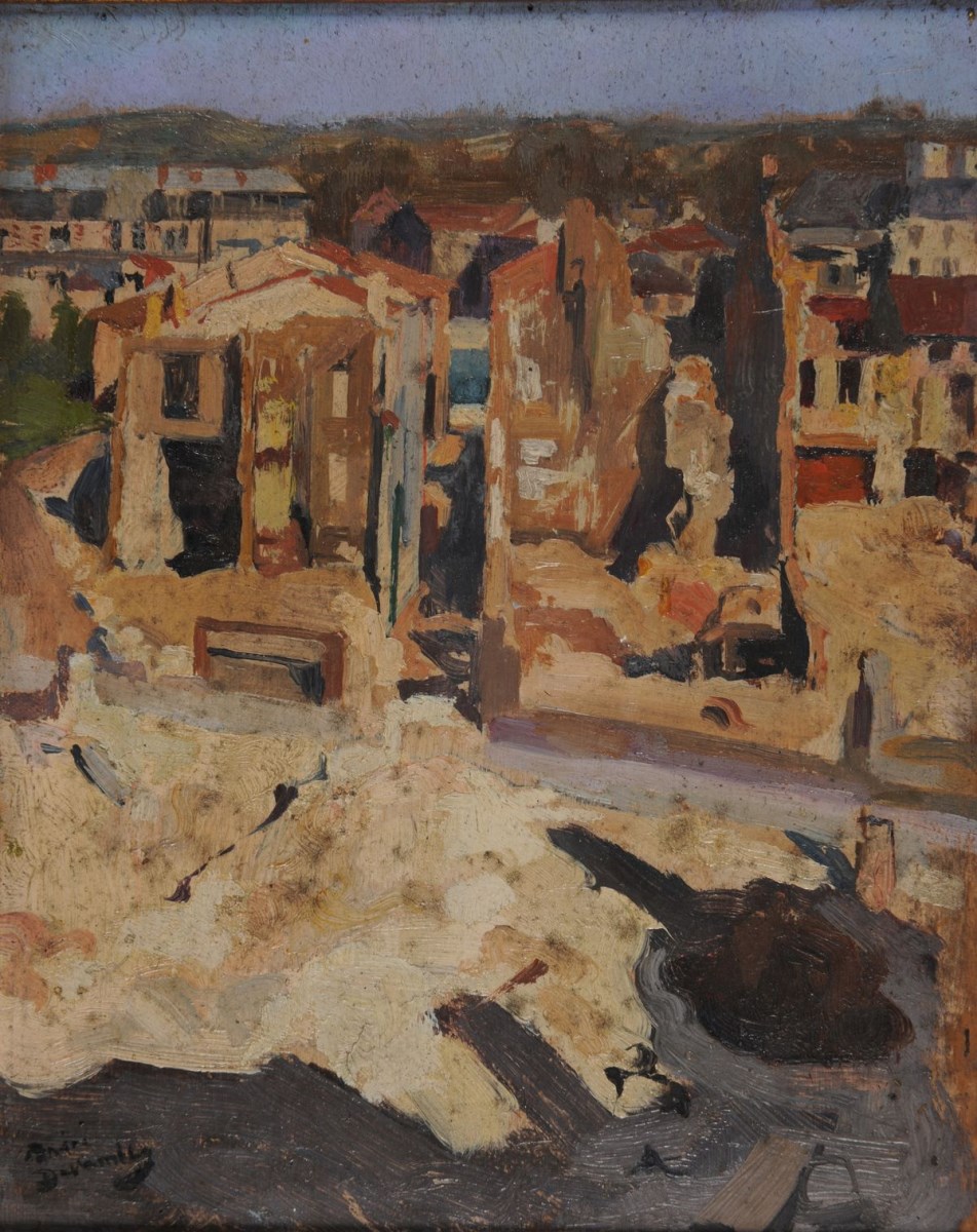 Ruines de la rue Mazel (titre inscrit à l'inventaire) ; Ruines de la [rue] Mazelle (titre inscrit) ; Vue de l'arrière d'un camion, André Devambez, 1914-1918