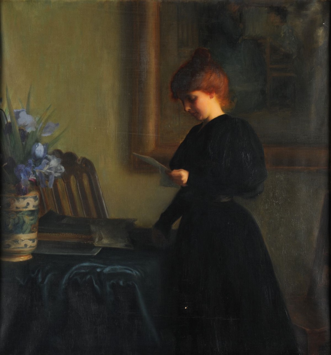 Jeune fille lisant une lettre (titre attribué) ; Jeune fille lisant (ancien titre attribué), Paul Thomas, 1859-1900
