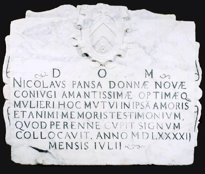 Epitaphe de Dame Nova Pansa, 1592