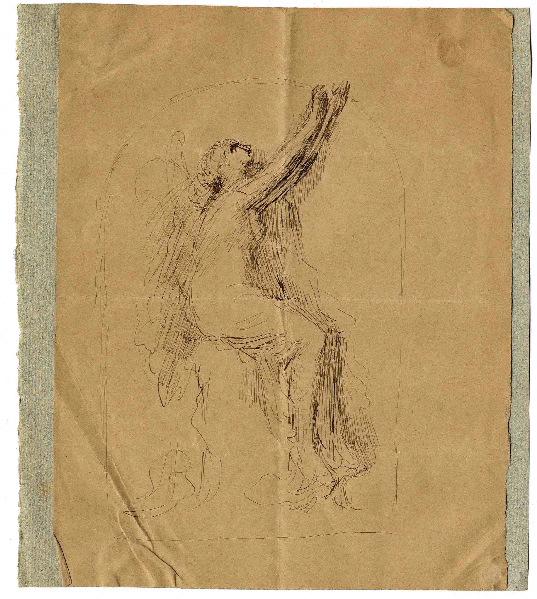 Esquisse pour l'Espérance, tombe du Comte Tyskiewicz (au recto) ; Etude de figures (au verso), Henri Chapu, 1889 avant