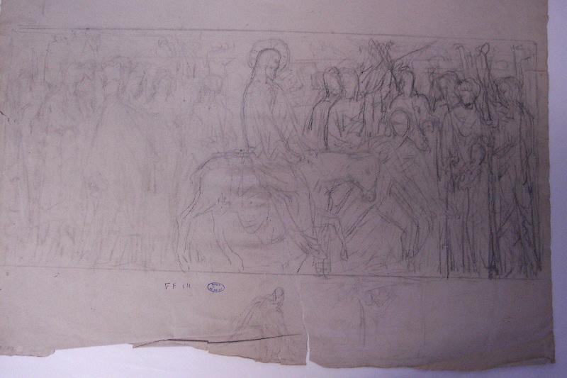 Entrée du Christ à Jérusalem (titre attribué) (au verso), Henri Chapu, 1861