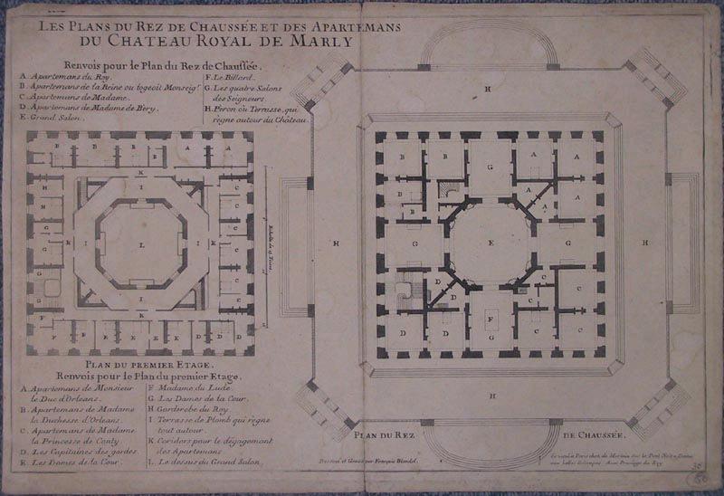 Les Plans du rez-de-chaussée et des appartements du château royal de Marly_0