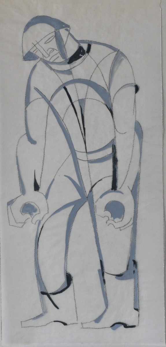 [Ouvrier aux poings serrés], Robert Lesbounit, 1958 (vers)