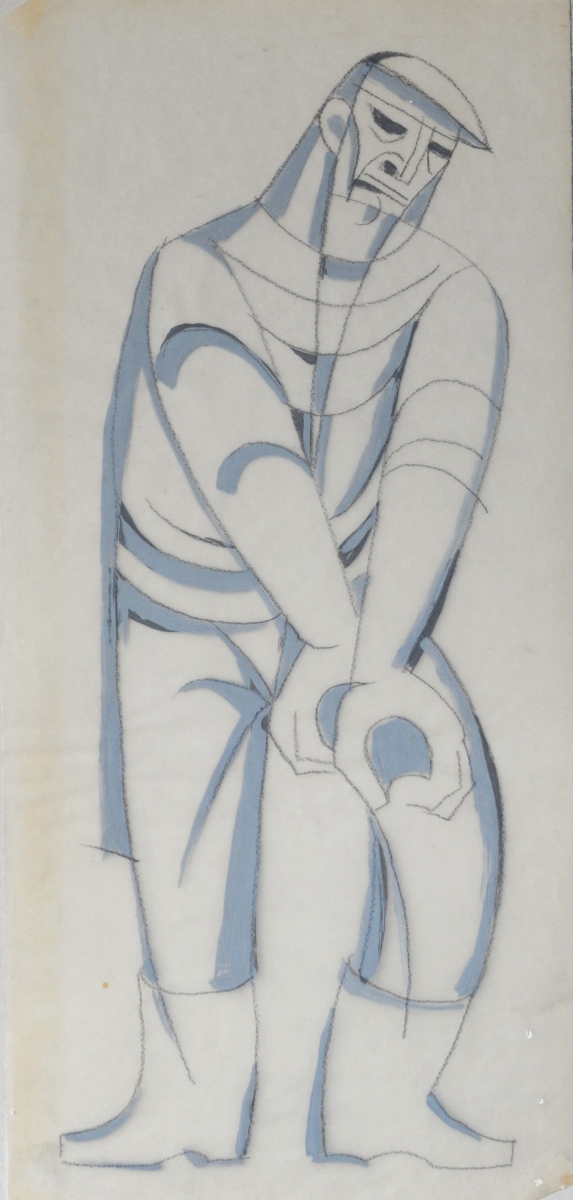 [Ouvrier aux poings serrés], Robert Lesbounit, 1958 (vers)