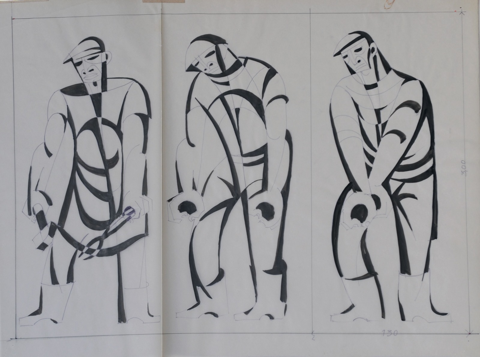 [Trois ouvriers], Robert Lesbounit, 1958 (vers)