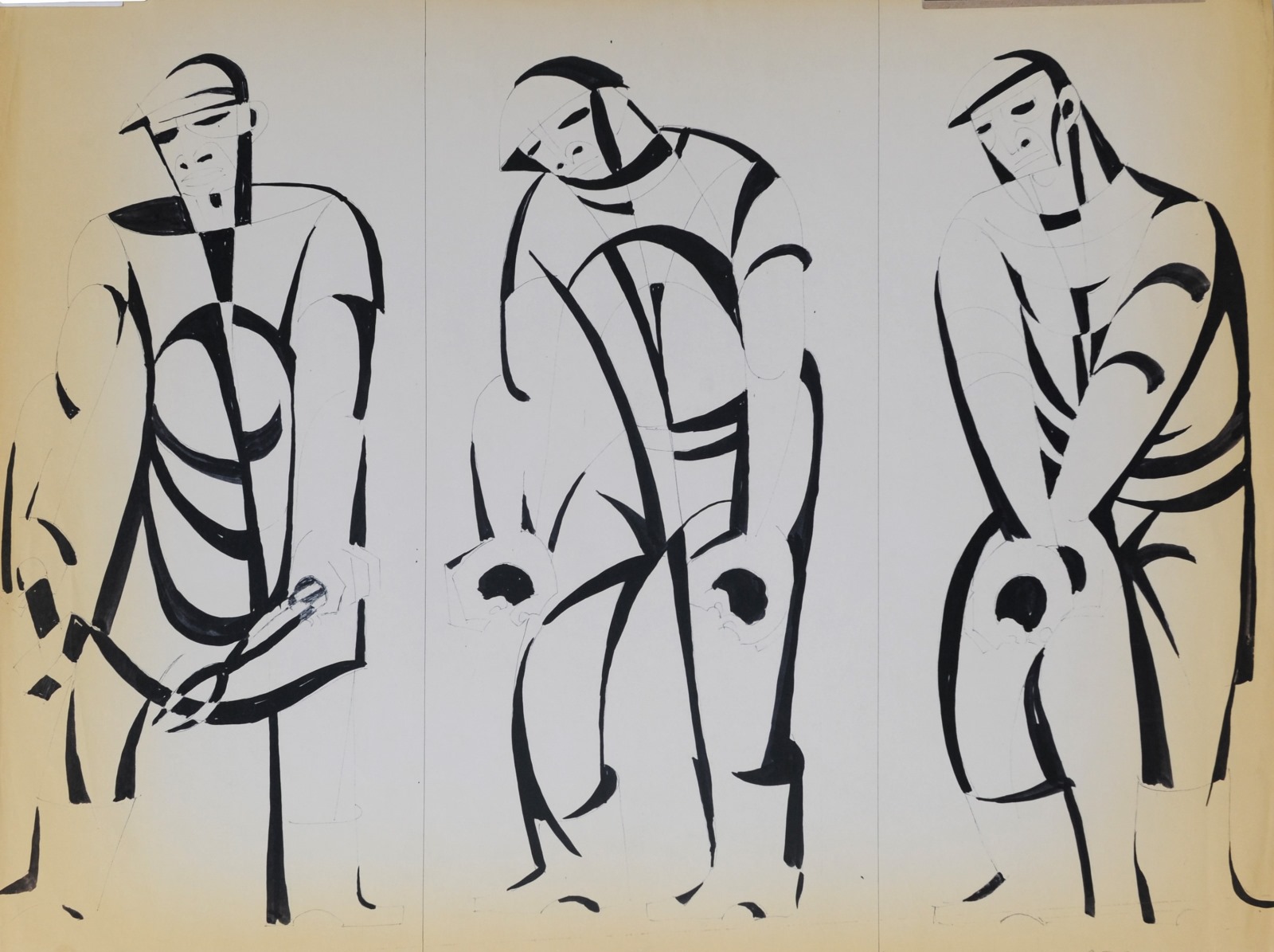 [Trois ouvriers ], Robert Lesbounit, 1958 (vers)