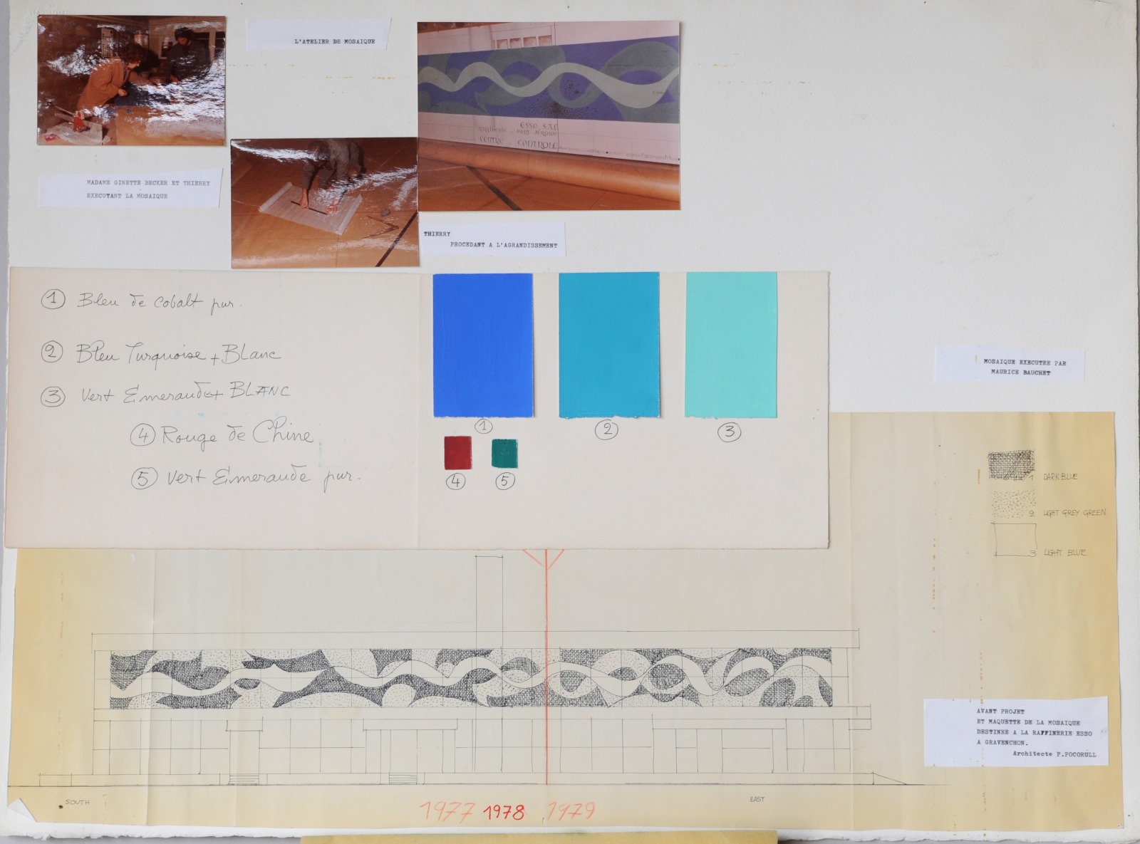 [ Mosaïque Esso bleue Gravenchon ], Robert Lesbounit, 1977-1979