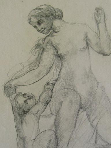 Femme nue assise jouant avec un enfant_1