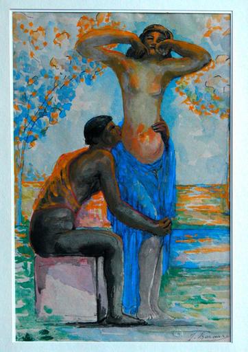 Jeune couple dans un jardin_0