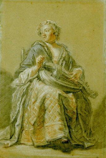Joueuse de vielle, Etienne Jeaurat, 18e siècle