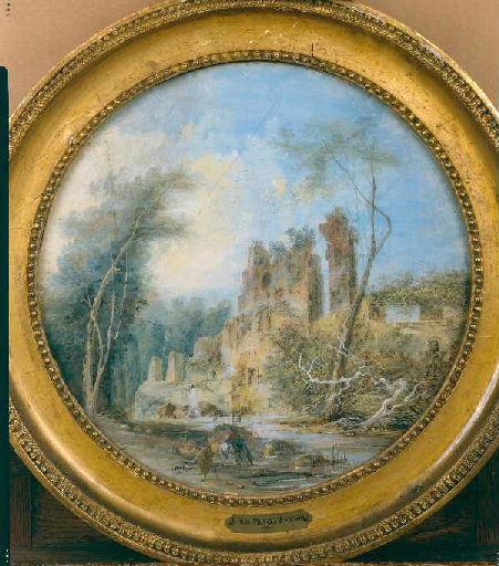 Ruines au bord de la rivière, Louis Gabriel Moreau, 1785