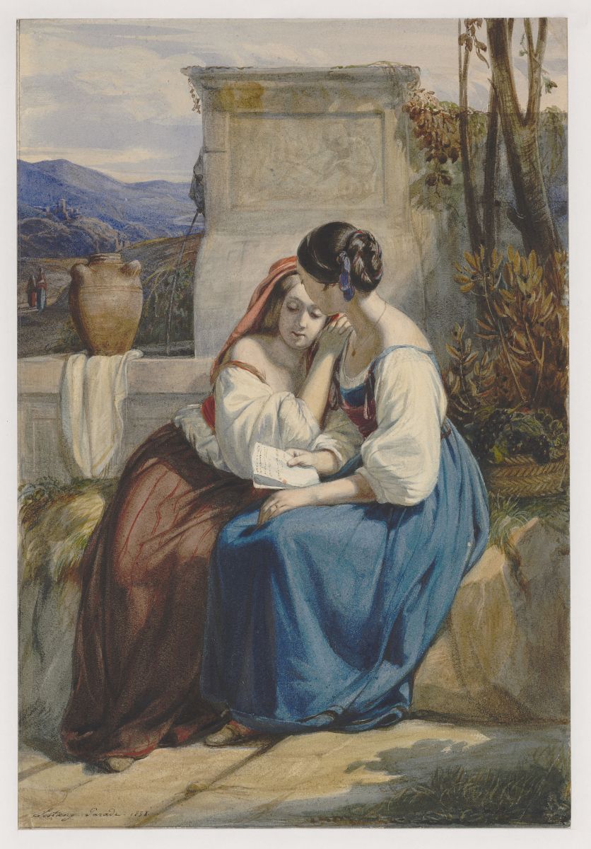 Jeune fille lisant une lettre ; Les deux amies. L'une lit une lettre à l'autre. Italie (titre ancien)_0