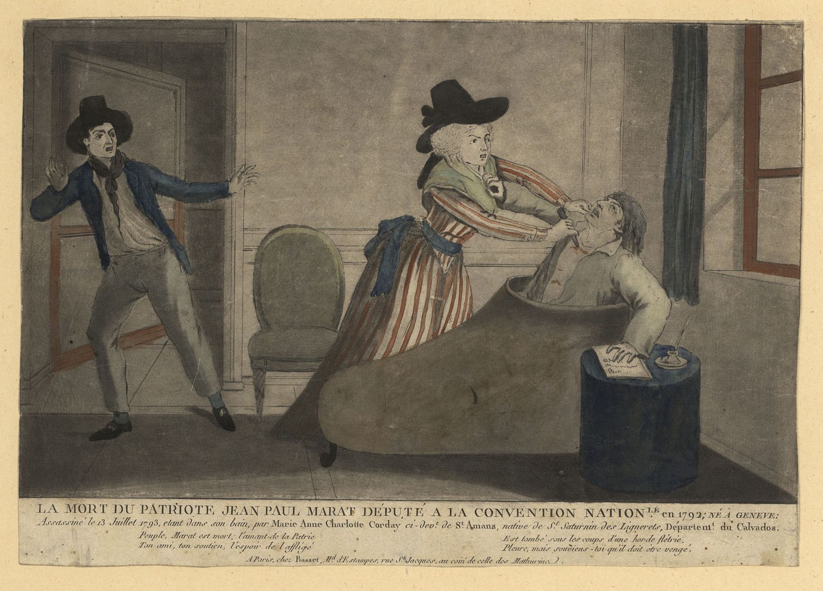 La mort du patriote Jean-Paul Marat, député à la Convention Nationale en 1792, né à Genève_0
