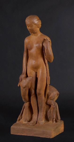 Jeune fille et chevreau, Maurice Prost, 20e siècle