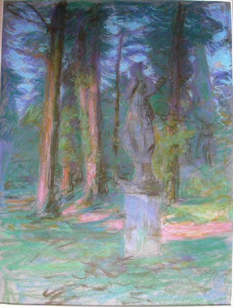 Parc de la propriété Froment-Meurice, Epinay-sous-Sénart ; Un coin de parc avec statue modifié le 10/06/2005 (Ancien titre), Maurice Eliot, 4e quart 19e siècle, 1er quart 20e siècle