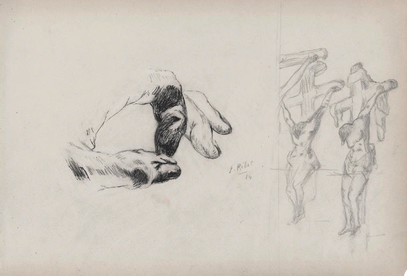 Etude de main et de crucifixions, Théodule Ribot, 1884