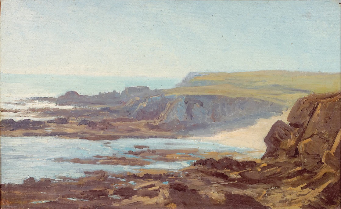 Rochers et mer bleue à Douarnenez, Auguste Paul Charles Anastasi, 1869