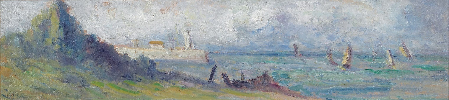 Honfleur, barques de pêche et voiliers sortant du port, Maximilien Luce, 1928-1937