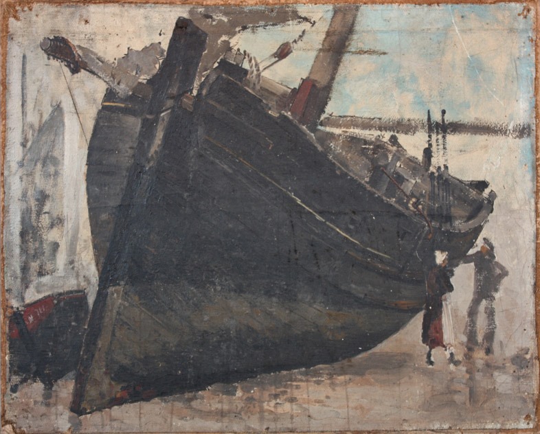 Bateau échoué, Frank Myers Boggs, 1er quart 20e siècle
