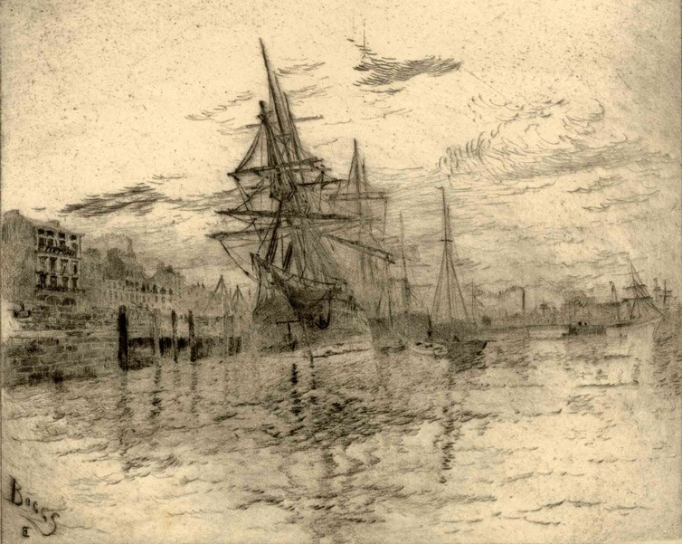 Voiliers dans un port, Frank Myers Boggs, 4e quart 19e siècle, 1er quart 20e siècle