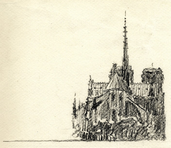 Chevet de Notre-Dame-de-Paris, Frank Myers Boggs, 1er quart 20e siècle