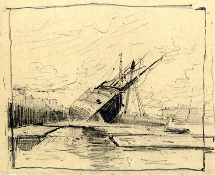 Bateau échoué, Frank Myers Boggs, 1er quart 20e siècle, 4e quart 19e siècle