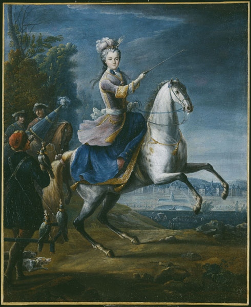 Portrait de Marie Leszczynska devant le château de Fontainebleau_0