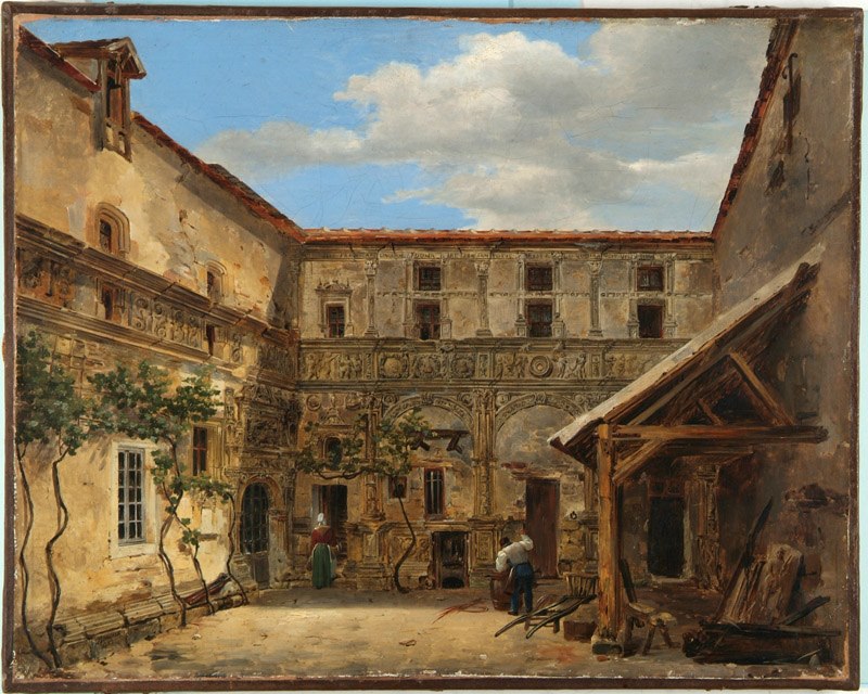 Maison dite de François 1er à Moret avant son transfert à Paris, Charles Caïus Renoux, 1822